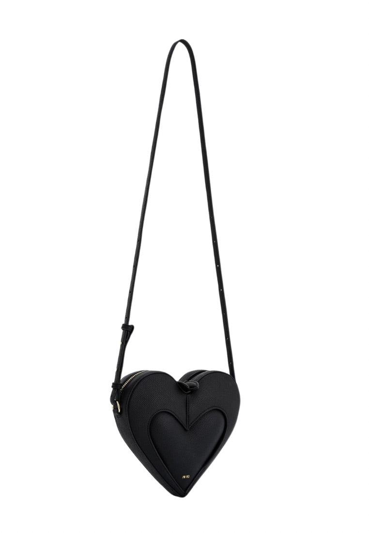 Francisca Heart Shaped Crossbody Bag - Black