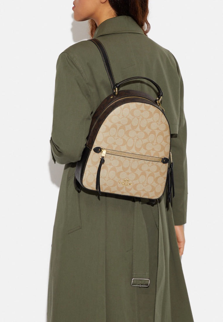 Jordyn Backpack In Blocked Signature Canvas Brown Multi
