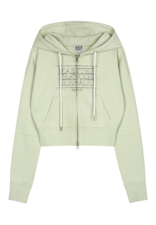W Classic Logo Crop Hoodie ZipUp Light Green