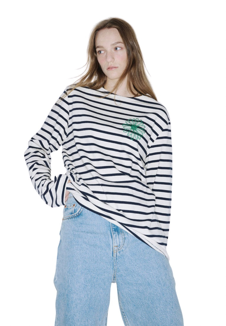 Tshirt Long Sleeve Stripe Ivory Green