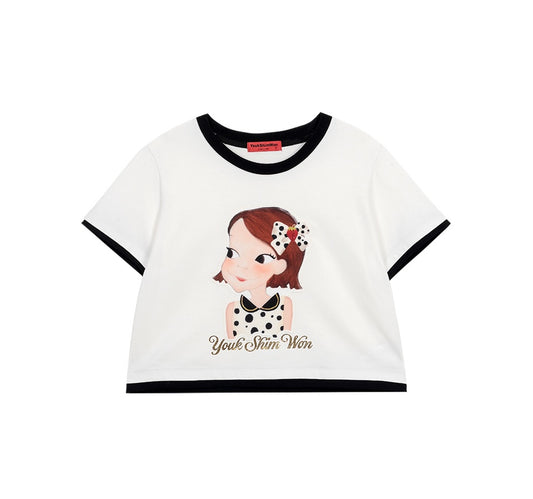 Dot Lady Crop T-Shirt F Ria