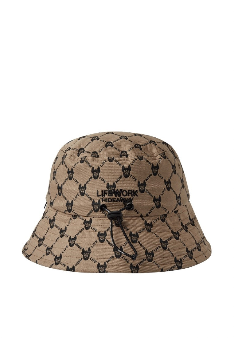 Jacquard Monogram Bucket Hat Pattern Beige