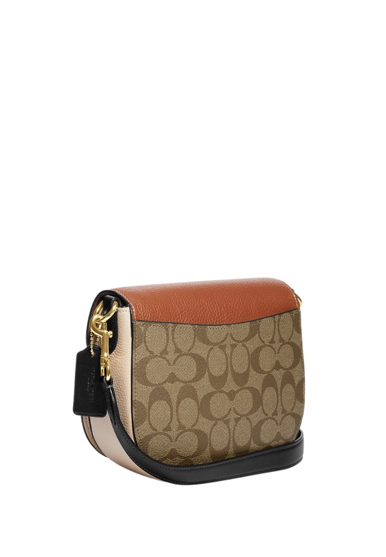 Morgan Saddle Bag In Colorblock Signature Canvas Khaki Multi