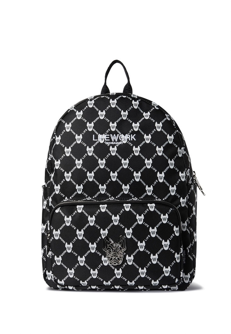 Jacquard Monogram Basic Backpack Pattern Black