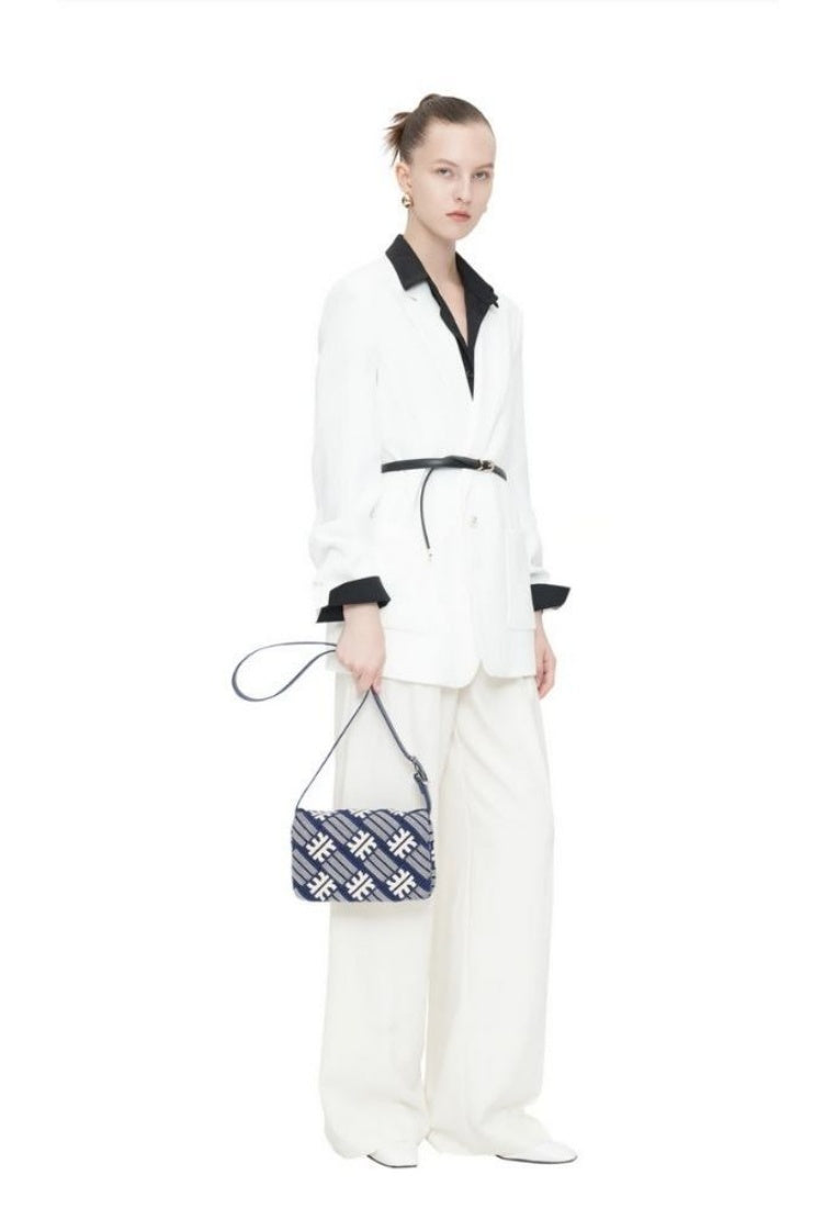 FEI Maze Jacquard Knit Cossbody Bag - Navy