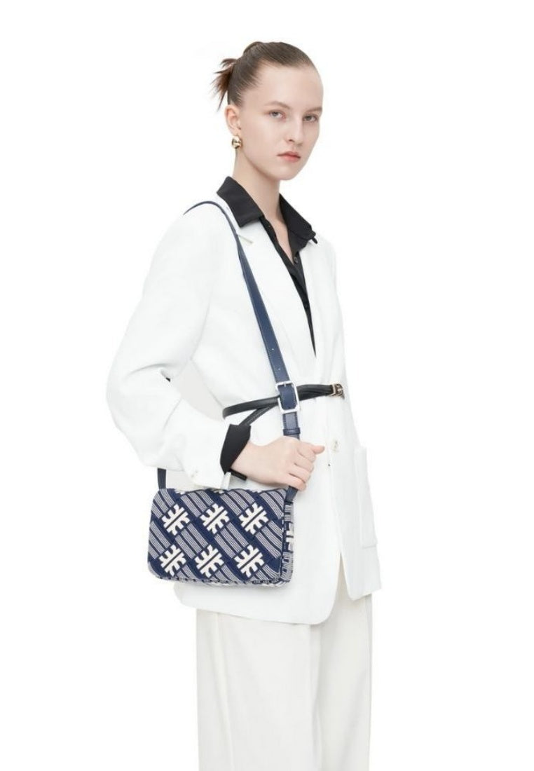 FEI Maze Jacquard Knit Cossbody Bag - Navy