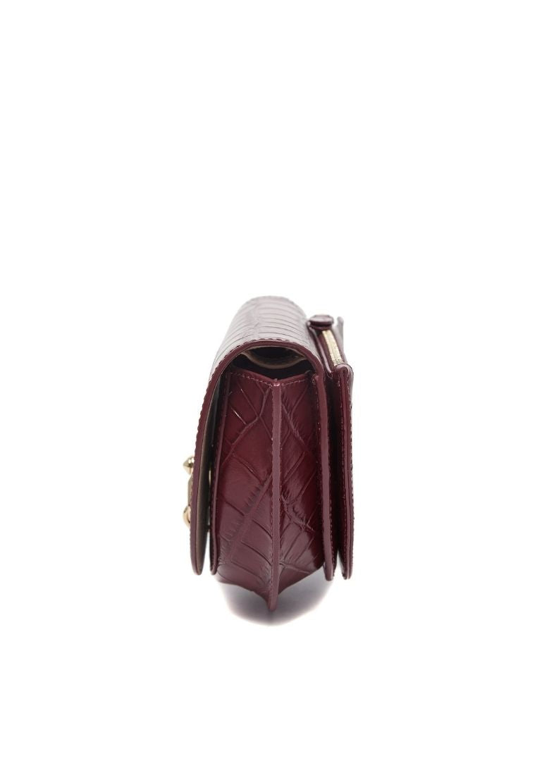 City Bag Croco Small Burgundy