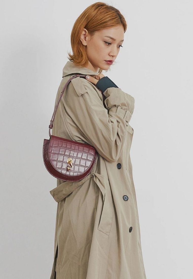 City Bag Croco Small Burgundy