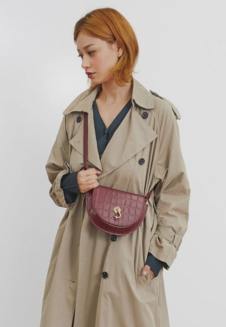 City Bag Croco Small Burgundy