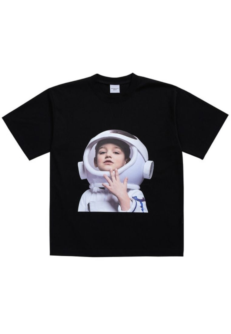 Baby Face Short Sleeve T-Shirt Black Astronaut
