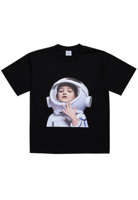 Baby Face Short Sleeve T-Shirt Black Astronaut