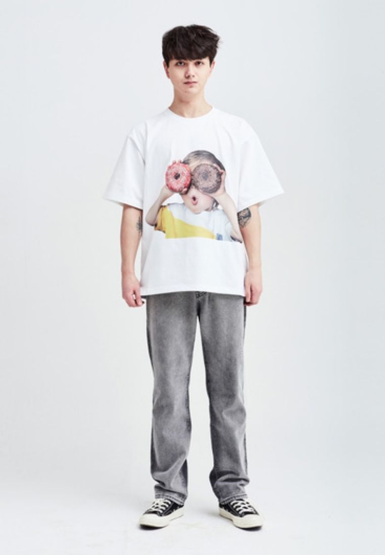 Baby Face Short Sleeve T-Shirt White Donut 1