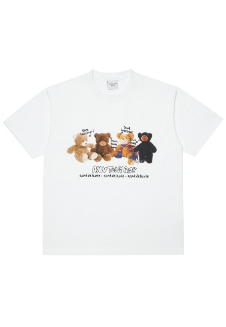 Teddy Bear Doll Friends Short Sleeve T-Shirt White