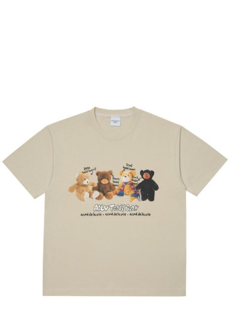 Teddy Bear Doll Friends Short Sleeve T-Shirt Beige
