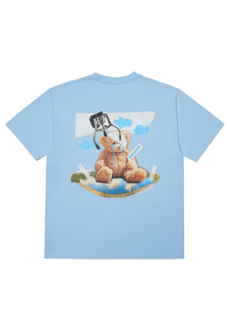 Teddy Bear Doll Collage Short Sleeve T-Shirt Sky Blue