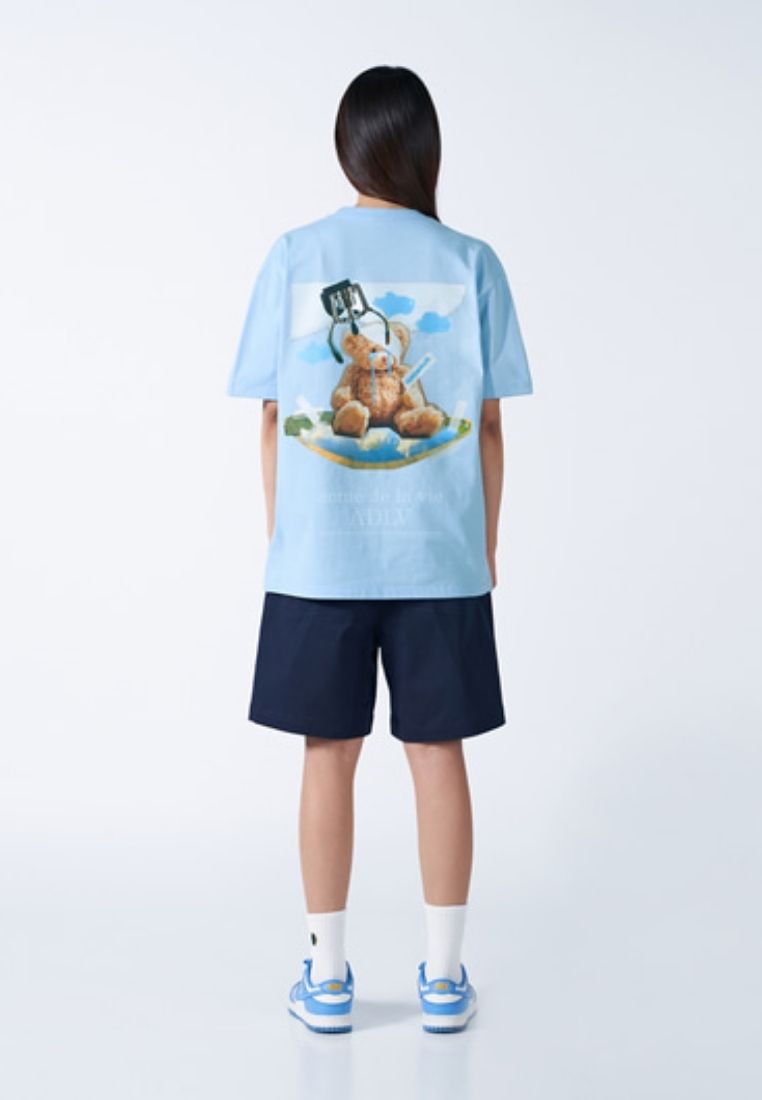 Teddy Bear Doll Collage Short Sleeve T-Shirt Sky Blue