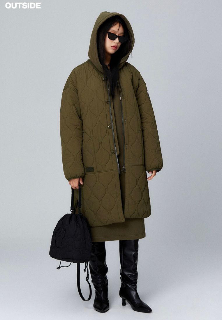 Embroidered Quilted Bucket Bag Black