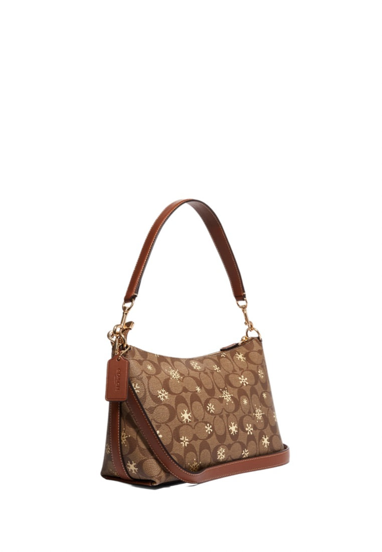 Clara Shoulder Bag In Signature Canvas With Snowflake Print