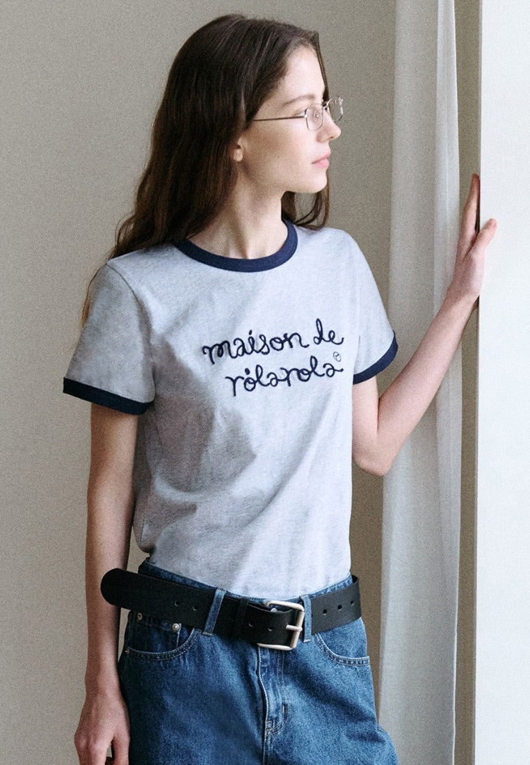 Maison De Rola Ringer T-Shirt Gray Navy