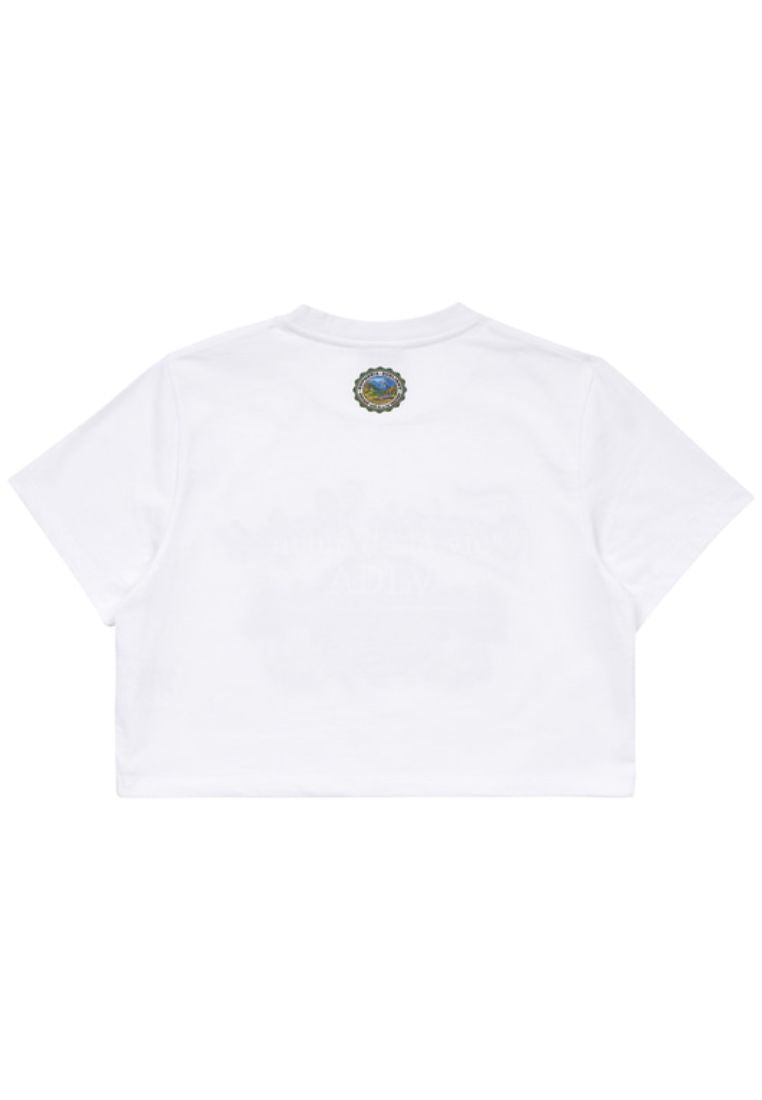 GREENERY ARTWORK CROP TOP Short Sleeve T-Shirt White