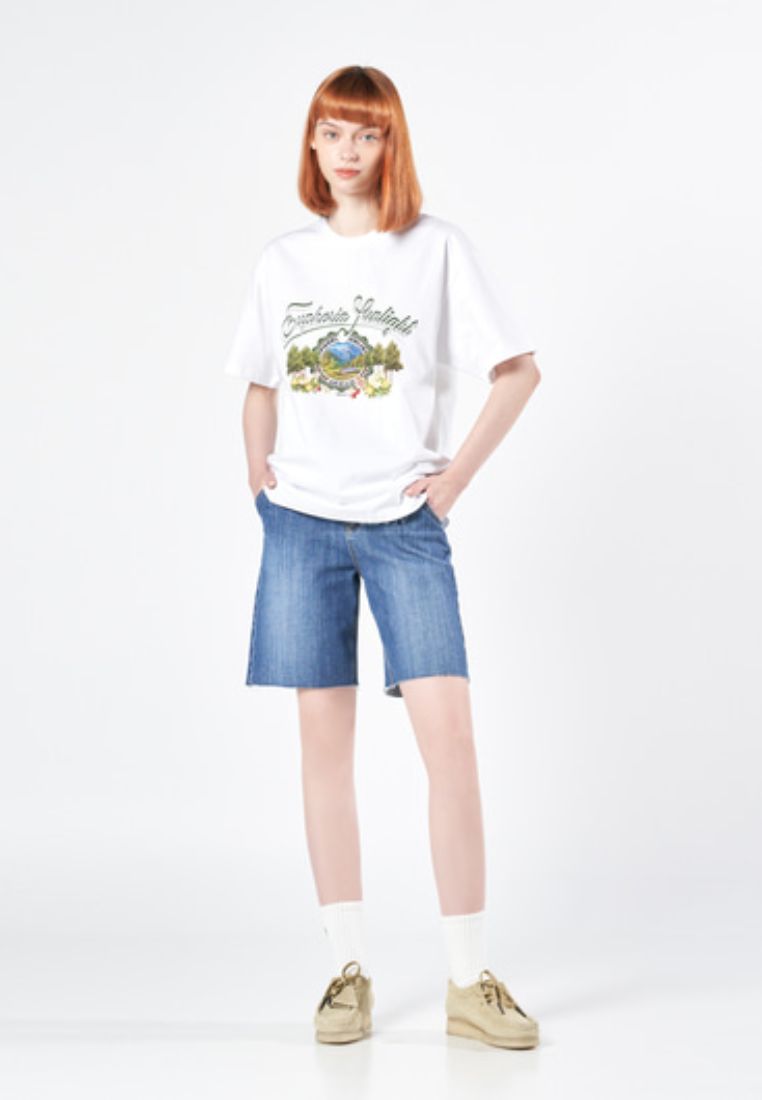 GREENERY ARTWORK BASIC Short Sleeve T-Shirt White