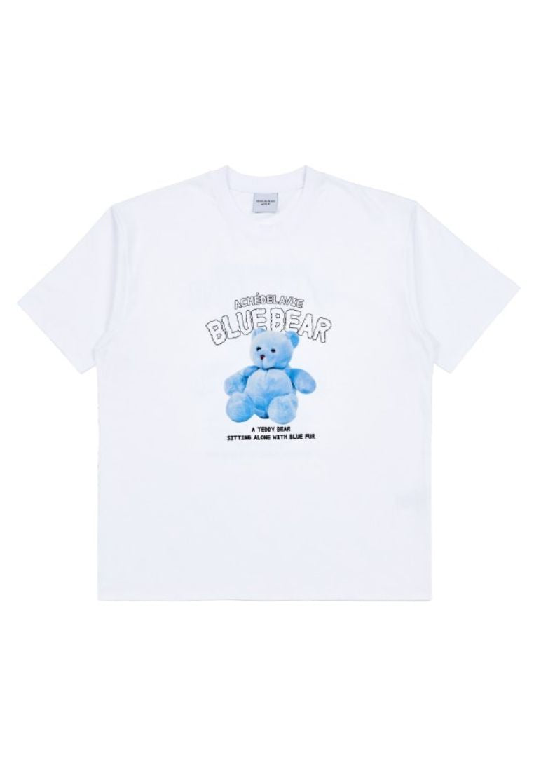 BLUE TEDDY BEAR Short Sleeve T-Shirt White