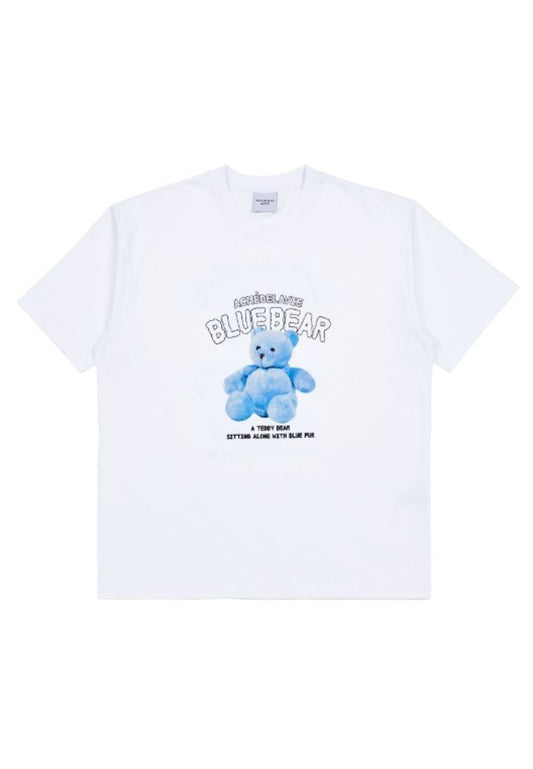 BLUE TEDDY BEAR Short Sleeve T-Shirt White
