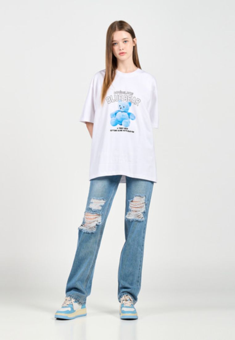 BLUE TEDDY BEAR Short Sleeve T-Shirt White