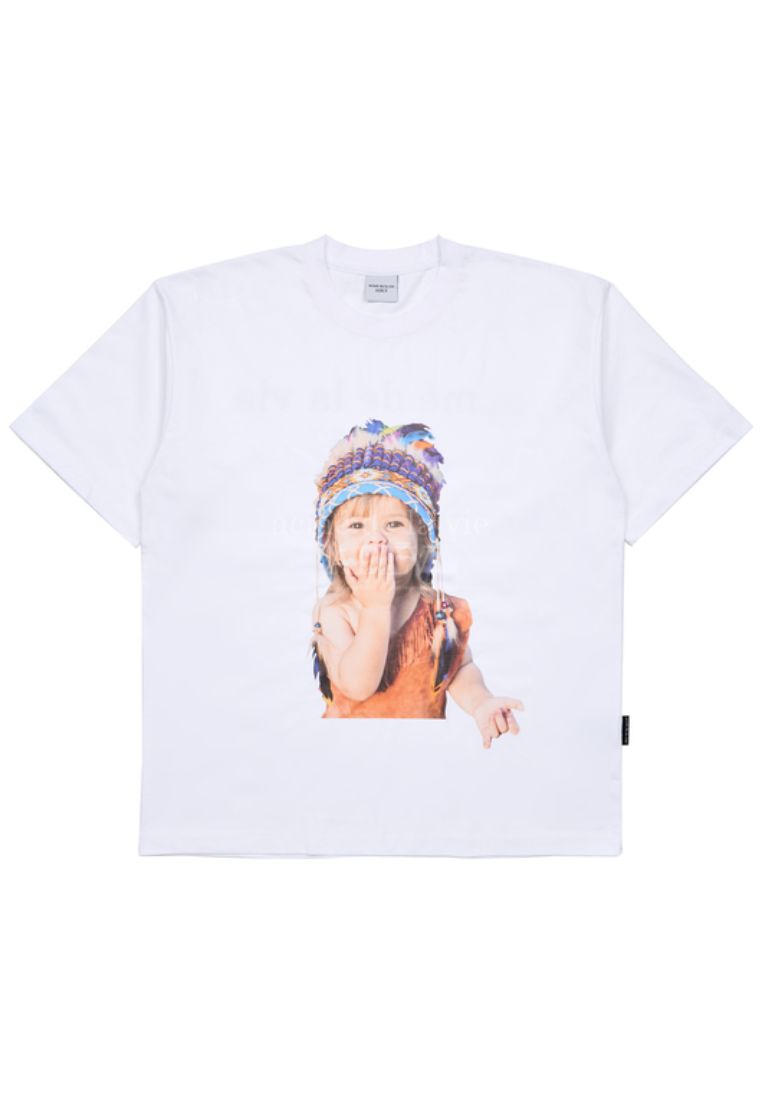 Baby Face Short Sleeve T-Shirt White Indian Boy