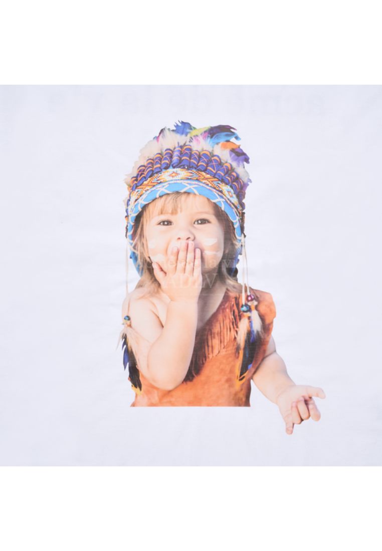 Baby Face Short Sleeve T-Shirt White Indian Boy