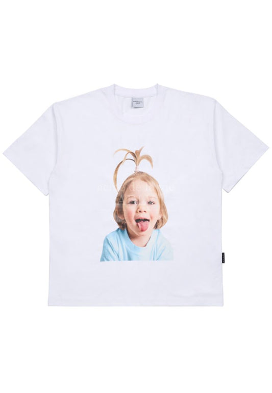Baby Face Apple Hair Boy Short Sleeve T-Shirt White