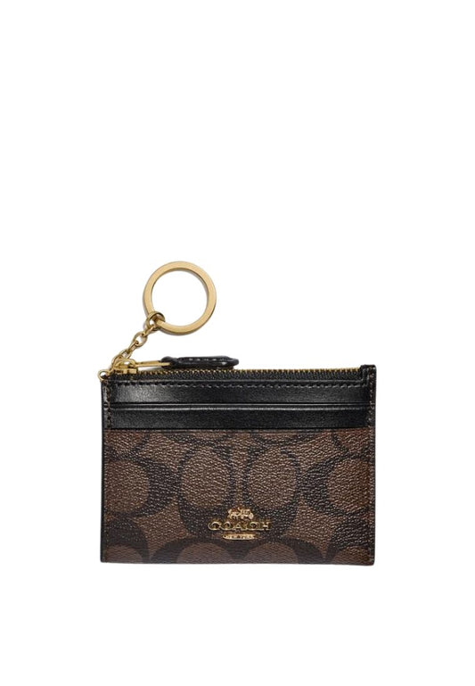 Mini Skinny Id Case in Signature Canvas Brown Black