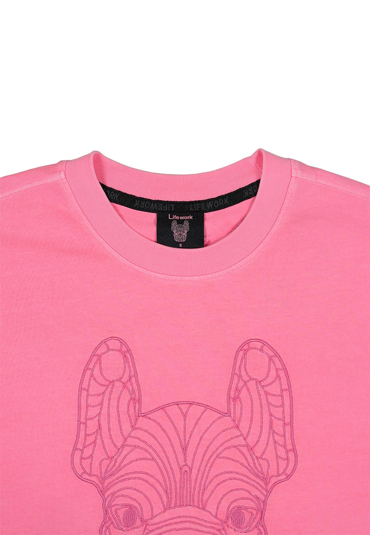 Pigment Embroidery T-Shirt Pink