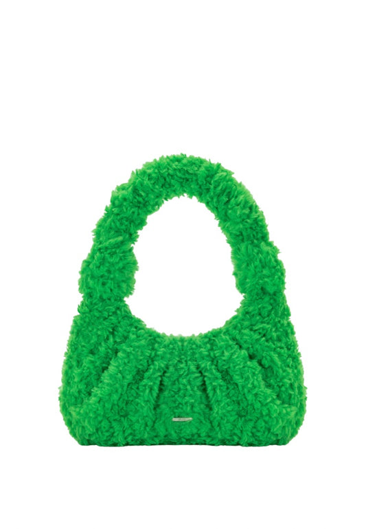 Gabbi Faux Fur Hobo Handbag - Grass Green