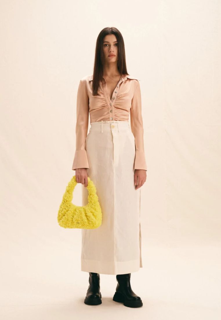 Gabbi Faux Fur Hobo Handbag - Yellow