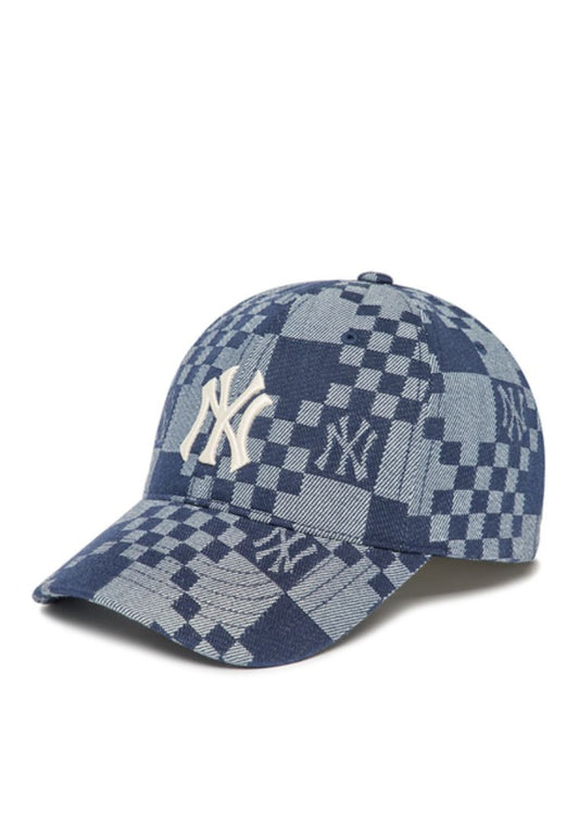 Checker Board Denim-Like Ball Cap NEW YORK YANKEES blue