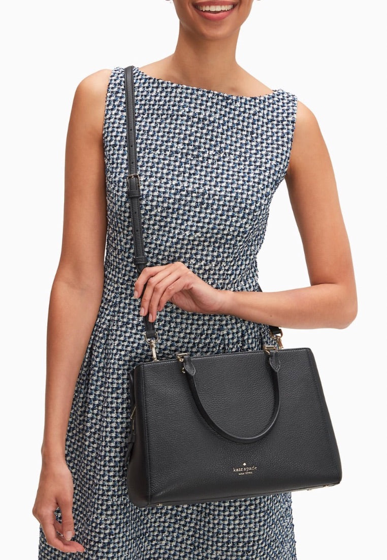 Leila Medium Triple Compartment Satchel Black