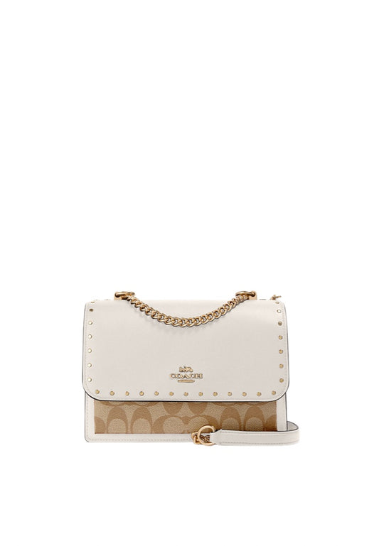 Klare Crossbody In Signature Canvas With Rivets Light Khaki Multi