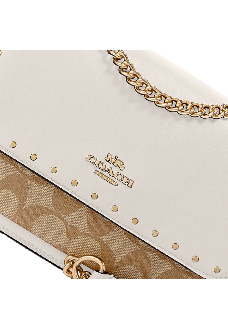 Klare Crossbody In Signature Canvas With Rivets Light Khaki Multi