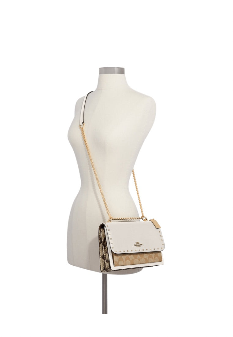 Klare Crossbody In Signature Canvas With Rivets Light Khaki Multi