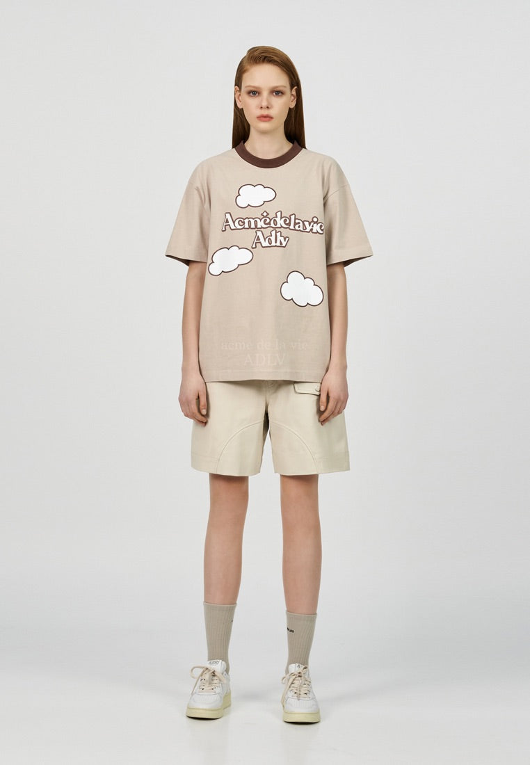 Cloud Logo Short Sleeve T-Shirt Beige