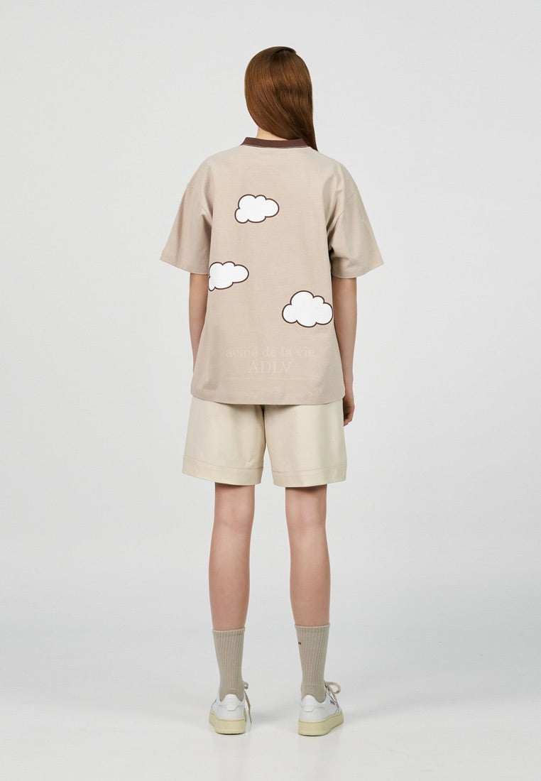 Cloud Logo Short Sleeve T-Shirt Beige