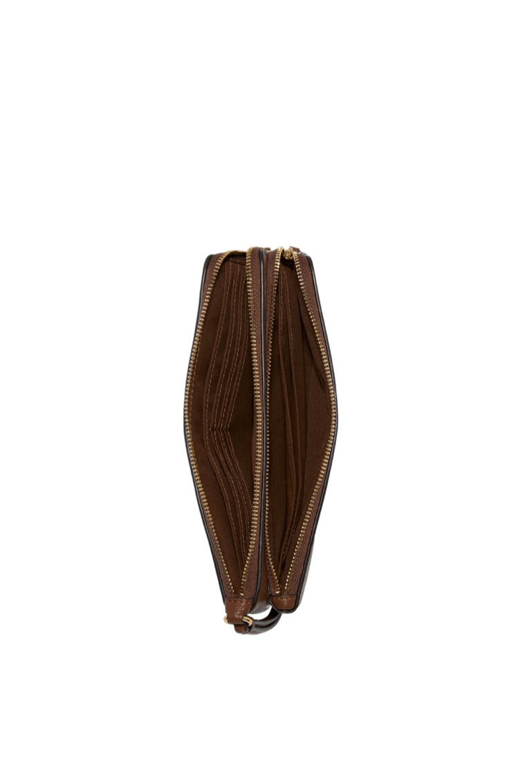 Double Zip Wallet In Signature Canvas Khaki Saddle 2