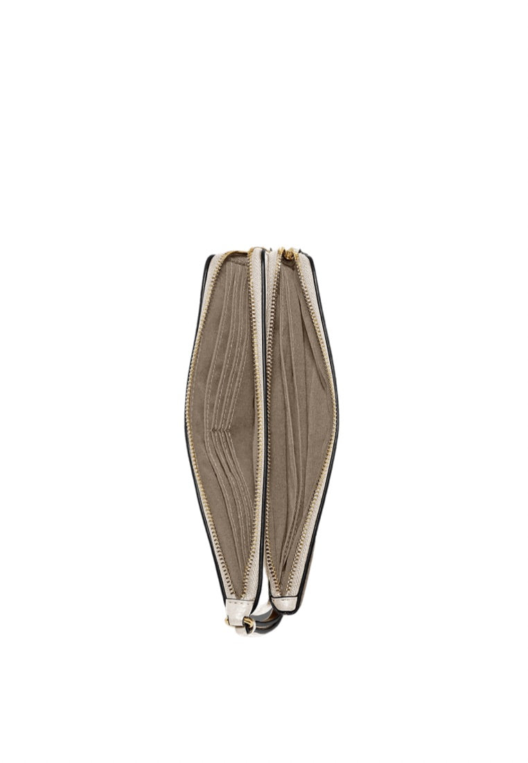 Double Zip Wallet In Signature Canvas Khaki Chalk