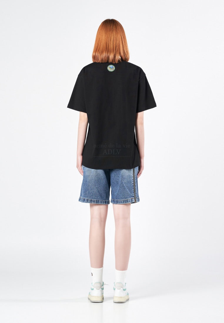 GREENERY ARTWORK BASIC Short Sleeve T-Shirt Black