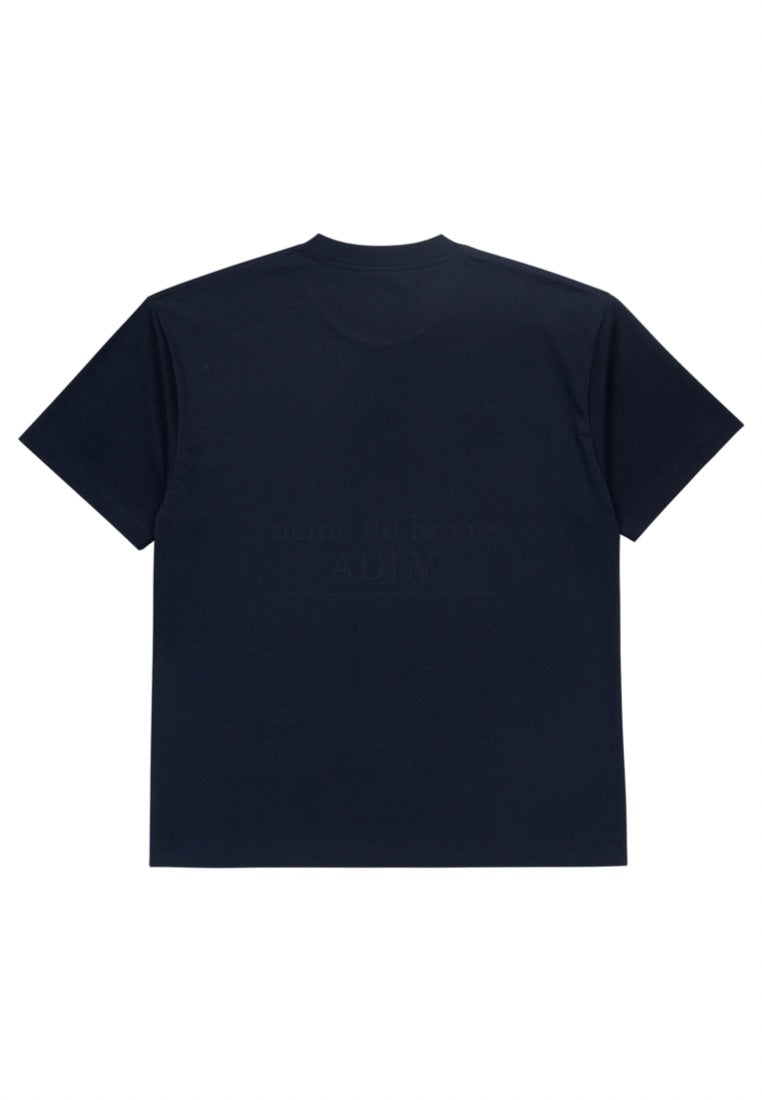 Circle Logo Artwork Basic Short Sleeve T-Shirt Navy