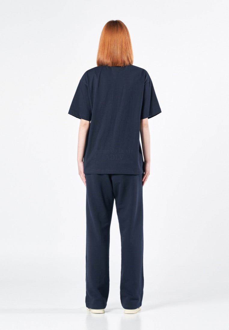 Circle Logo Artwork Basic Short Sleeve T-Shirt Navy