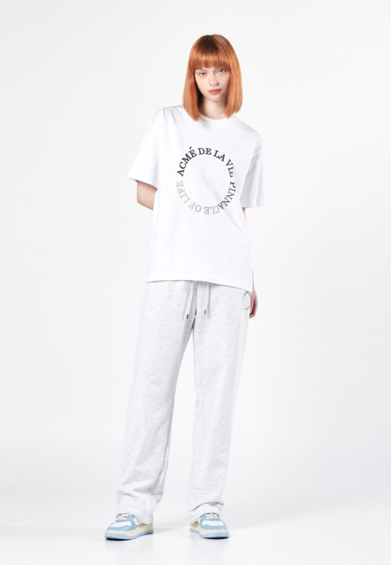 Circle Logo Artwork Basic Short Sleeve T-Shirt White