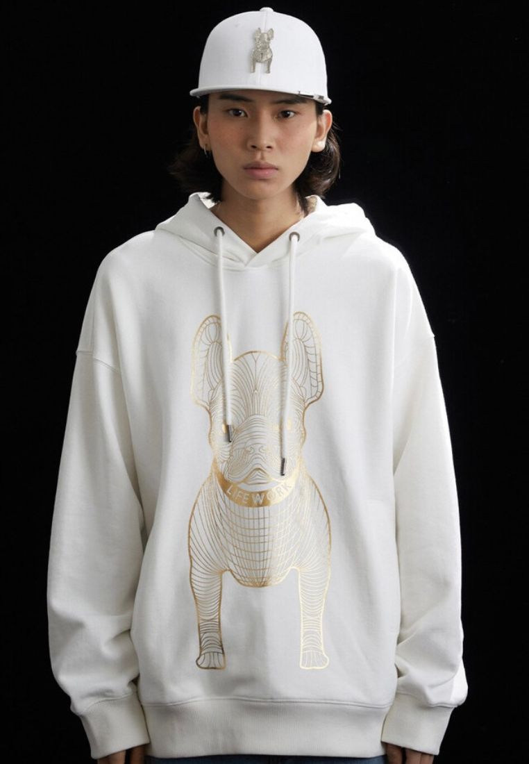 Gold Big Radog Hoodie White