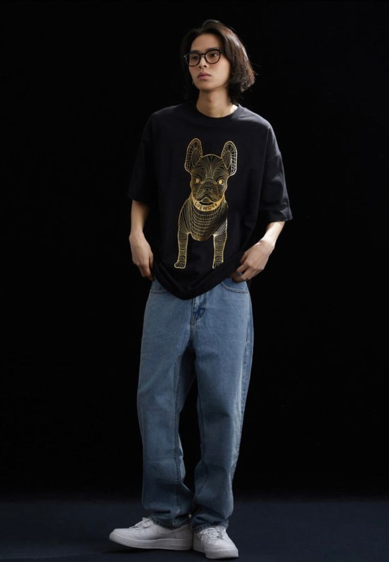 Gold Big Radog T-Shirt Pattern Black